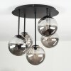 Chehalis ceiling light, globe light 45 cm Smoke-coloured, 5-light sources