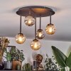 Chehalis ceiling light, globe light 39.5 cm Amber, Smoke-coloured, 5-light sources