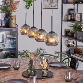 Ripoll hanging light, globe light, pendant light Smoke-coloured, 4-light sources