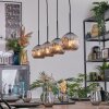 Ripoll hanging light, globe light, pendant light chrome, Smoke-coloured, 4-light sources