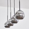 Ripoll hanging light, globe light, pendant light chrome, Smoke-coloured, 4-light sources