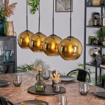 Koyoto hanging light, globe light, pendant light gold, 4-light sources