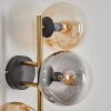 Gastor globe light, wall light gold, black, 3-light sources