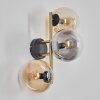 Gastor globe light, wall light gold, black, 3-light sources