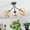 Ripoll ceiling light, globe light Amber, 3-light sources