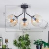 Koyoto ceiling light, globe light Amber, clear, 3-light sources