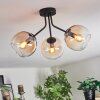 Koyoto ceiling light, globe light Amber, clear, 3-light sources