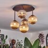 Chehalis ceiling light, globe light 45 cm Amber, Smoke-coloured, 5-light sources