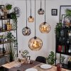 Ripoll hanging light, globe light, Cluster pendant lamp Amber, Smoke-coloured, 5-light sources