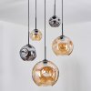 Ripoll hanging light, globe light, Cluster pendant lamp Amber, Smoke-coloured, 5-light sources