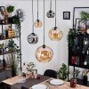 Ripoll hanging light, globe light, Cluster pendant lamp Amber, Smoke-coloured, 5-light sources