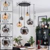 Ripoll hanging light, globe light, Cluster pendant lamp Amber, Smoke-coloured, 5-light sources