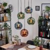 Ripoll hanging light, globe light, Cluster pendant lamp blue, green, coppery, 5-light sources
