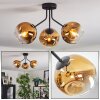 Ripoll ceiling light, globe light gold, clear, 3-light sources