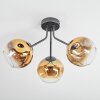 Ripoll ceiling light, globe light gold, clear, 3-light sources