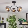 Ripoll ceiling light, globe light chrome, clear, Smoke-coloured, 3-light sources