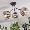 Ripoll ceiling light, globe light chrome, clear, Smoke-coloured, 3-light sources