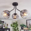 Ripoll ceiling light, globe light clear, Smoke-coloured, 3-light sources