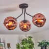 Ripoll ceiling light, globe light coppery, 3-light sources