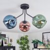 Ripoll ceiling light, globe light blue, green, coppery, 3-light sources