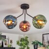 Ripoll ceiling light, globe light blue, green, coppery, 3-light sources