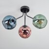Ripoll ceiling light, globe light blue, green, coppery, 3-light sources