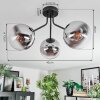 Gastor ceiling light, globe light chrome, clear, Smoke-coloured, 3-light sources