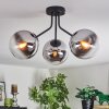 Gastor ceiling light, globe light chrome, clear, Smoke-coloured, 3-light sources
