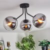Gastor ceiling light, globe light chrome, clear, Smoke-coloured, 3-light sources