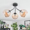 Koyoto ceiling light, globe light Amber, 3-light sources