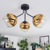 Koyoto ceiling light, globe light 42 cm gold, clear, 3-light sources