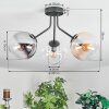 Gastor ceiling light, globe light 42 cm Amber, clear, Smoke-coloured, 3-light sources