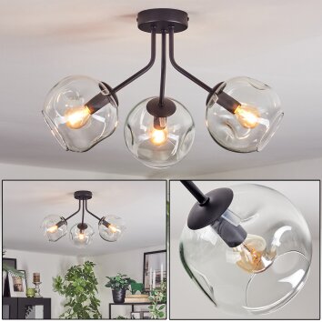 Ripoll ceiling light, globe light clear, 3-light sources