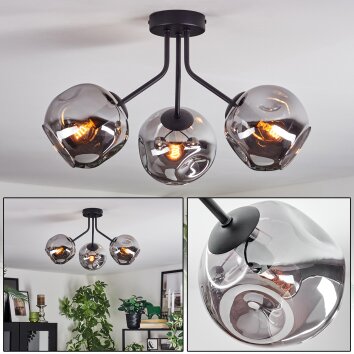 Ripoll ceiling light, globe light Smoke-coloured, 3-light sources