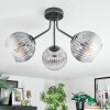 Koyoto ceiling light, globe light clear, Smoke-coloured, 3-light sources