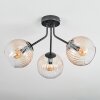 Koyoto ceiling light, globe light Amber, clear, 3-light sources