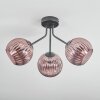 Koyoto ceiling light, globe light coppery, 3-light sources