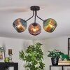 Koyoto ceiling light, globe light blue, green, coppery, 3-light sources