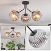 Ripoll ceiling light, globe light chrome, clear, Smoke-coloured, 3-light sources