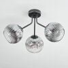 Ripoll ceiling light, globe light chrome, clear, Smoke-coloured, 3-light sources