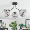 Ripoll ceiling light, globe light chrome, clear, Smoke-coloured, 3-light sources