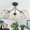 Ripoll ceiling light, globe light Amber, clear, 3-light sources