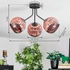 Ripoll ceiling light, globe light coppery, 3-light sources