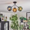 Ripoll ceiling light, globe light blue, gold, green, 3-light sources