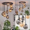 Gastor ceiling light, globe light Amber, Smoke-coloured, 9-light sources