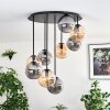 Gastor ceiling light, globe light Amber, Smoke-coloured, 9-light sources