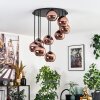 Koyoto ceiling light, globe light coppery, 9-light sources