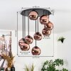 Koyoto ceiling light, globe light coppery, 9-light sources