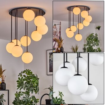 Gastor ceiling light, globe light white, 9-light sources