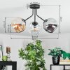 Ripoll ceiling light, globe light Amber, clear, Smoke-coloured, 3-light sources